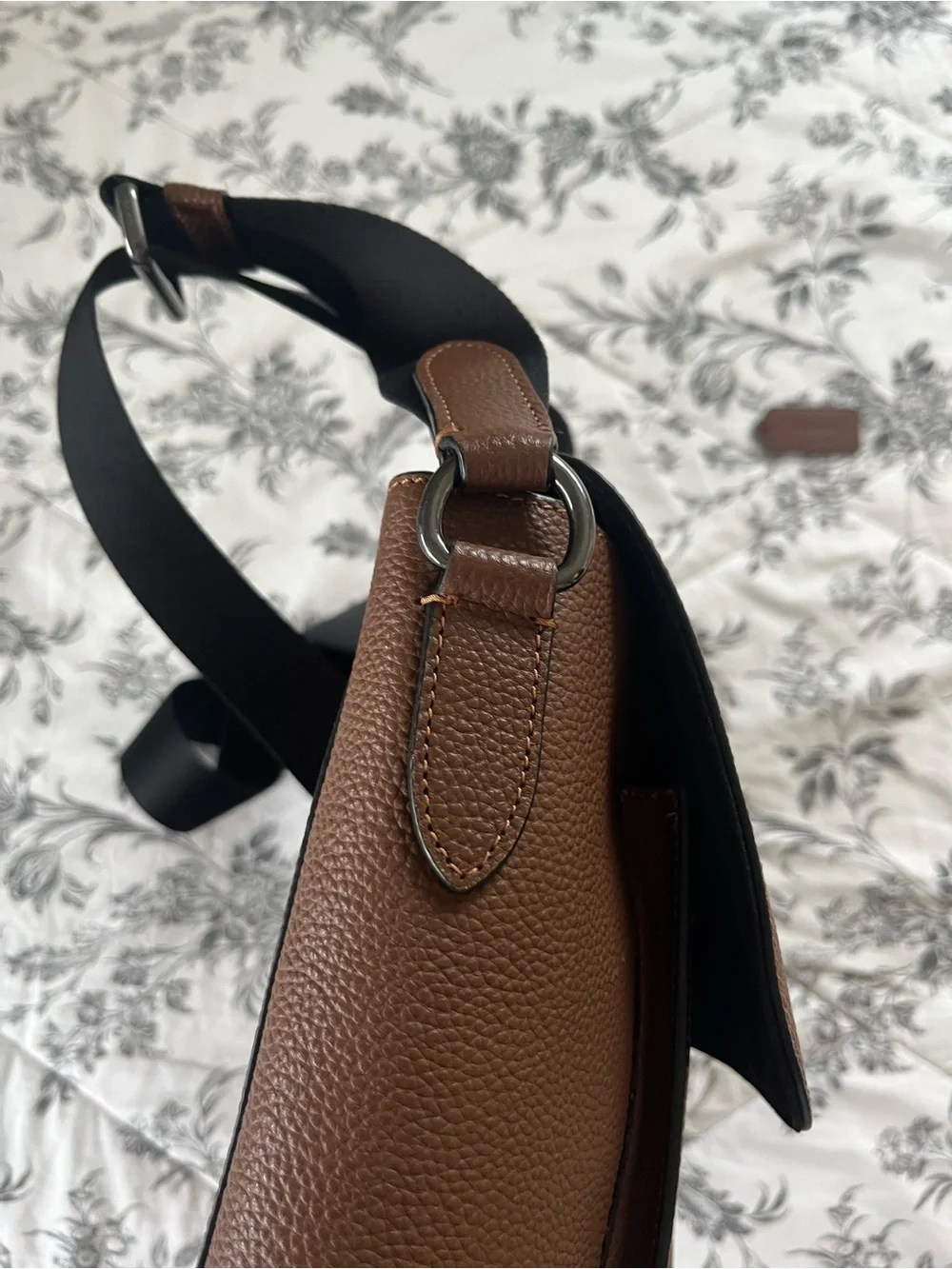 Coach Chestnut Brown Pebbled Leather Messenger Bag with Buckle